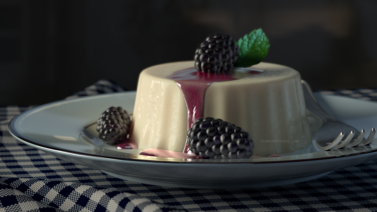 Blackberry Panacotta Render in VRay